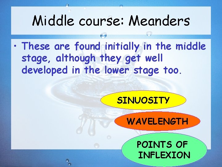 Middle course: Meanders • These are found initially in the middle stage, although they