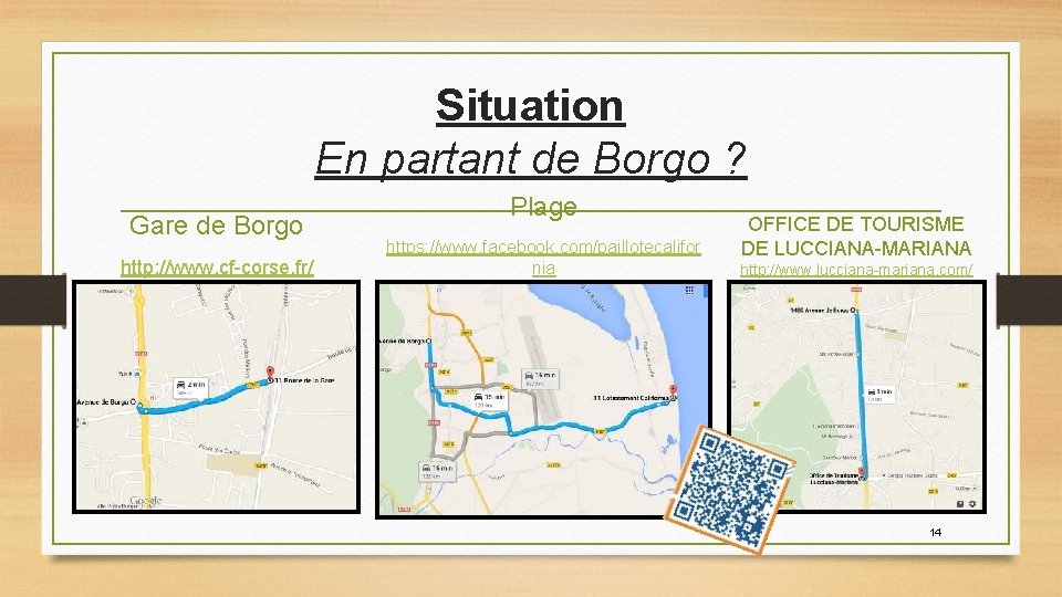Situation En partant de Borgo ? Gare de Borgo http: //www. cf-corse. fr/ Plage