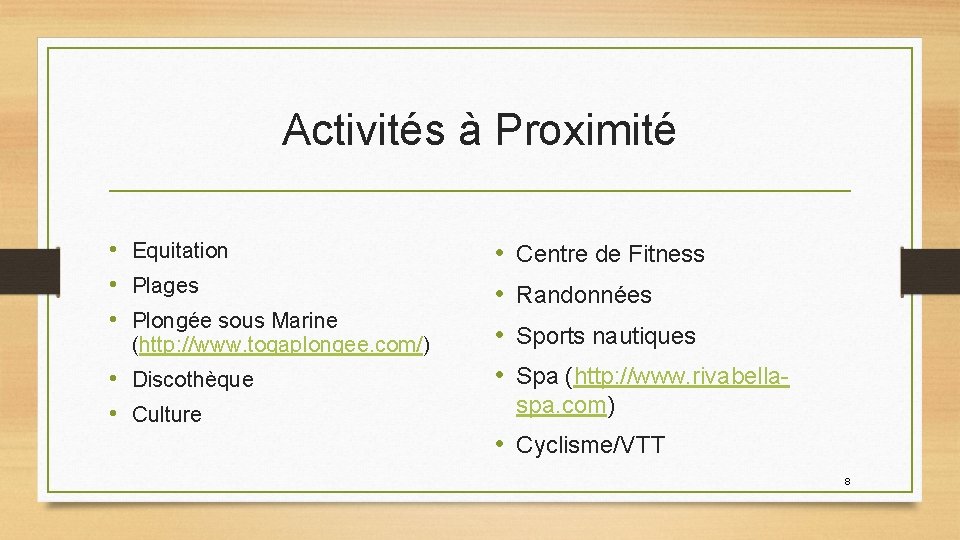 Activités à Proximité • Equitation • Plages • Plongée sous Marine (http: //www. togaplongee.