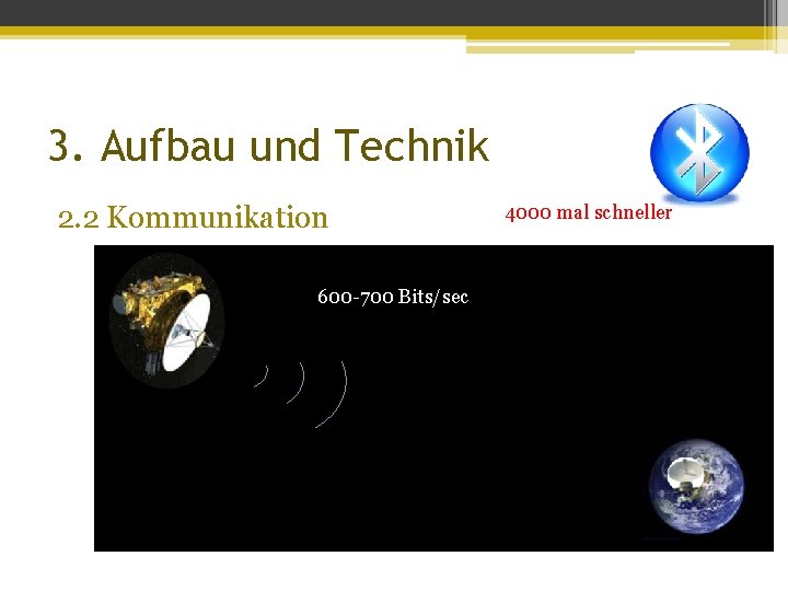 3. Aufbau und Technik 2. 2 Kommunikation 600 -700 Bits/sec 4000 mal schneller 