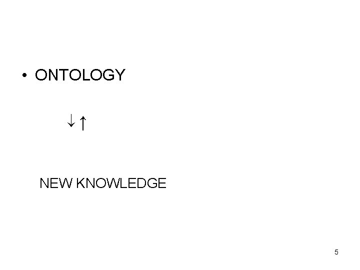  • ONTOLOGY ↑ NEW KNOWLEDGE 5 