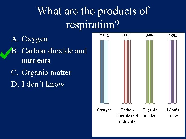 What are the products of respiration? A. Oxygen B. Carbon dioxide and nutrients C.