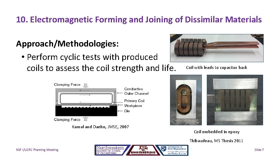 10. Electromagnetic Forming and Joining of Dissimilar Materials Approach/Methodologies: • Perform cyclic tests with
