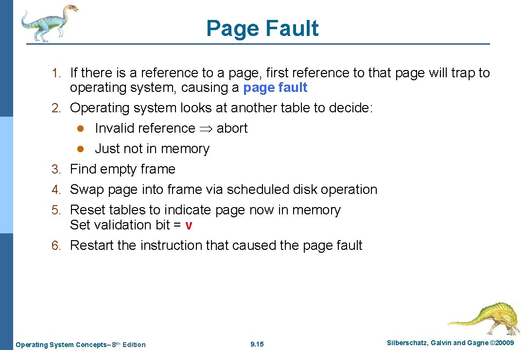 Page Fault 1. If there is a reference to a page, first reference to