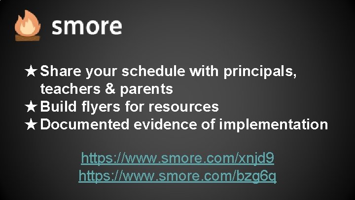 ★ Share your schedule with principals, teachers & parents ★ Build flyers for resources