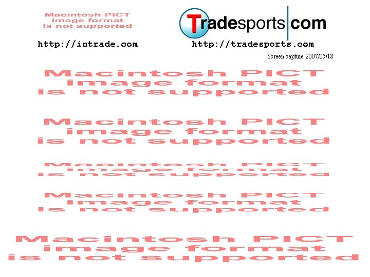 http: //intrade. com http: //tradesports. com Screen capture 2007/05/18 