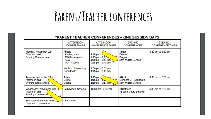 Parent/Teacher conferences 