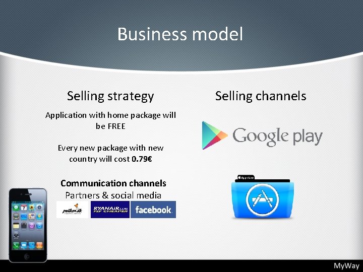Business model Selling strategy Application with home package will be FREE Every new package
