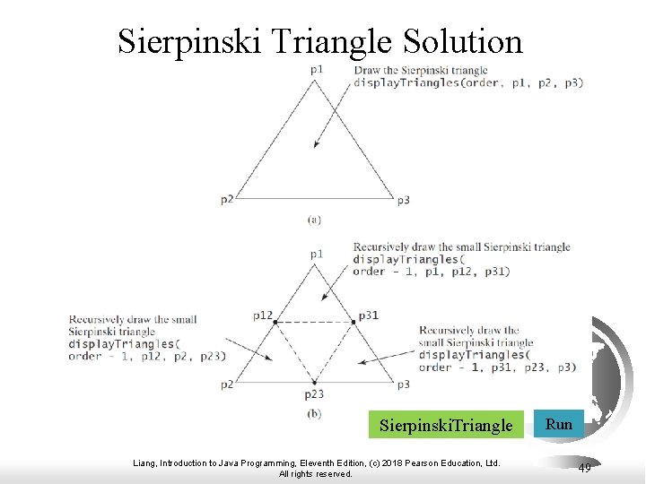 Sierpinski Triangle Solution Sierpinski. Triangle Liang, Introduction to Java Programming, Eleventh Edition, (c) 2018