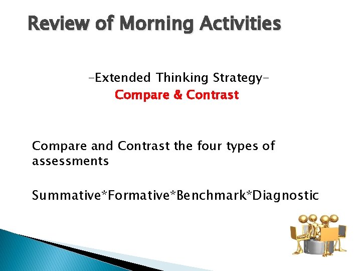 Review of Morning Activities -Extended Thinking Strategy. Compare & Contrast Compare and Contrast the