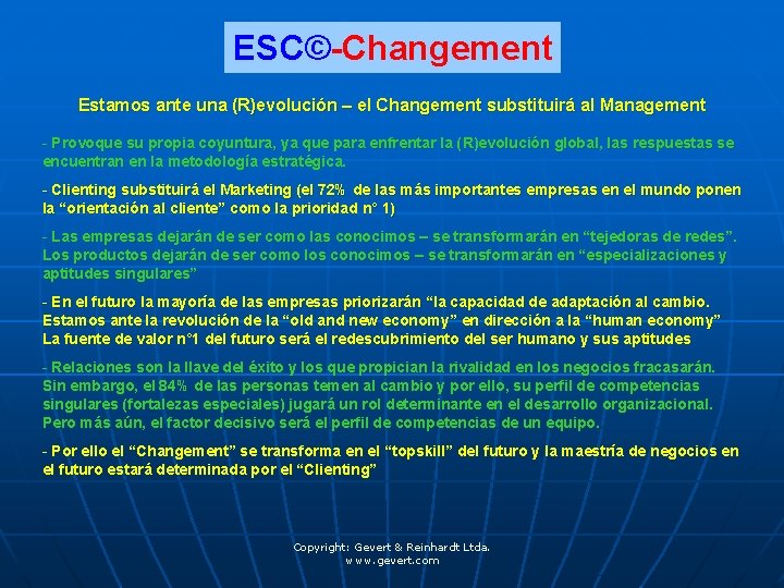 ESC©-Changement Estamos ante una (R)evolución – el Changement substituirá al Management - Provoque su