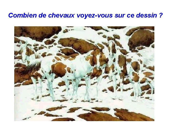 Combien de chevaux voyez-vous sur ce dessin ? Combien de chevaux voyez-vous sur ce dessin ?