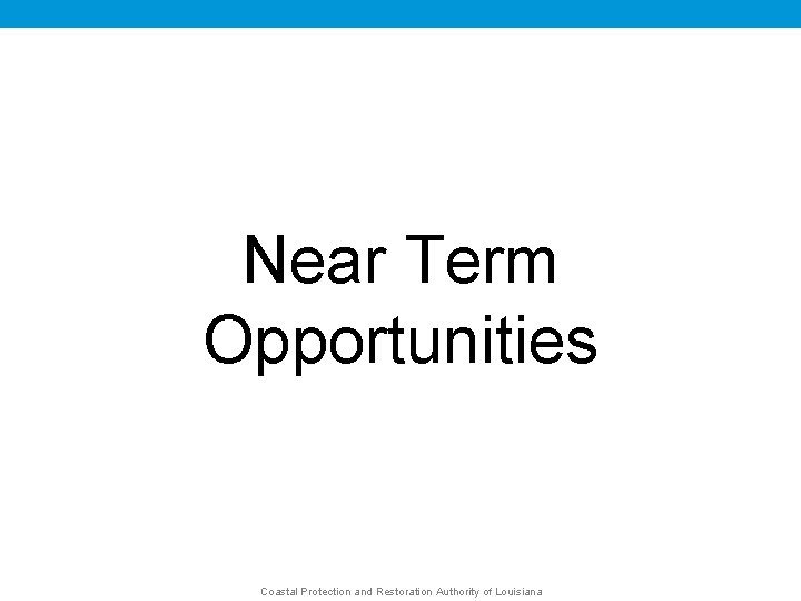 Near Term Opportunities Coastal Protection and Restoration Authority of Louisiana 