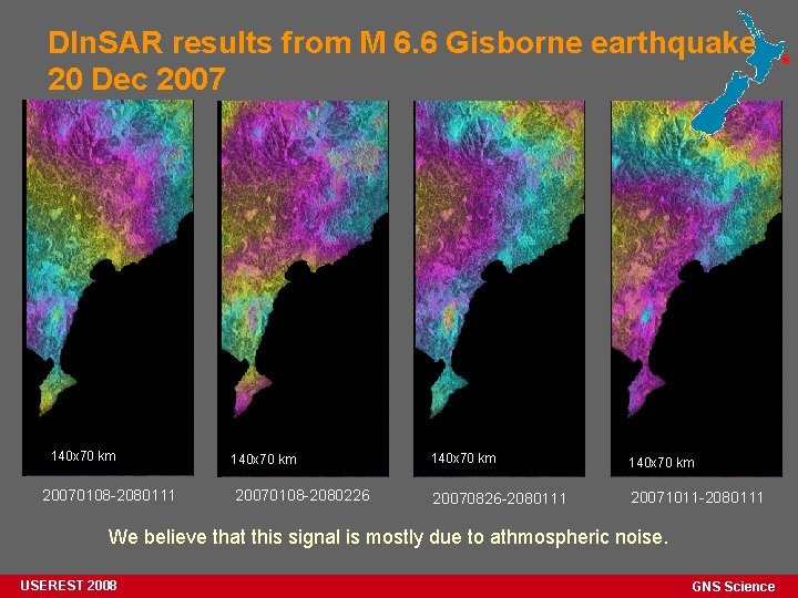 DIn. SAR results from M 6. 6 Gisborne earthquake 20 Dec 2007 140 x