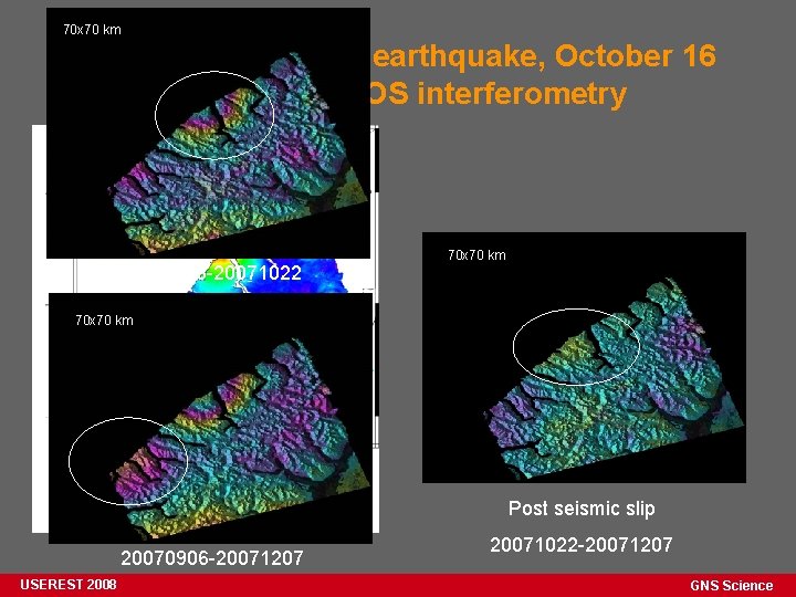 70 x 70 km M 6. 7 George Sounds earthquake, October 16 2007 mapped