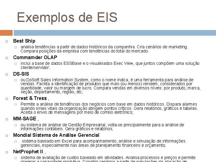 Exemplos de EIS Best Ship � Commamder OLAP � ou sistema de análise de Exemplos de EIS Best Ship � Commamder OLAP � ou sistema de análise de