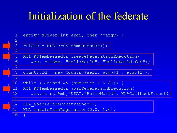 Initialization of the federate 1 2 3 4 5 6 7 8 9 10