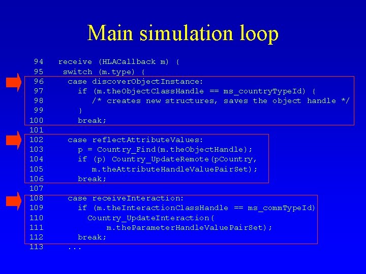 Main simulation loop 94 95 96 97 98 99 100 101 102 103 104