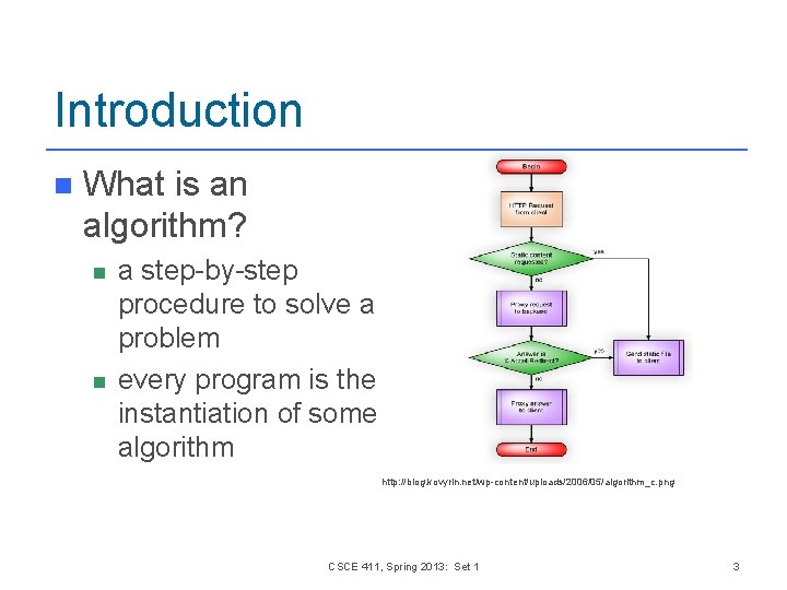 Introduction n What is an algorithm? n n a step-by-step procedure to solve a