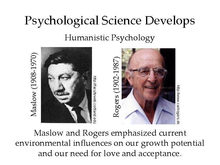 Psychological Science Develops Rogers (1902 -1987) http: //www. carlrogers. dk http: //facultyweb. cortland. edu