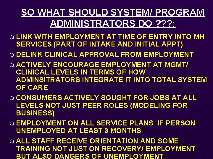 SO WHAT SHOULD SYSTEM/ PROGRAM ADMINISTRATORS DO ? ? ? : m LINK WITH