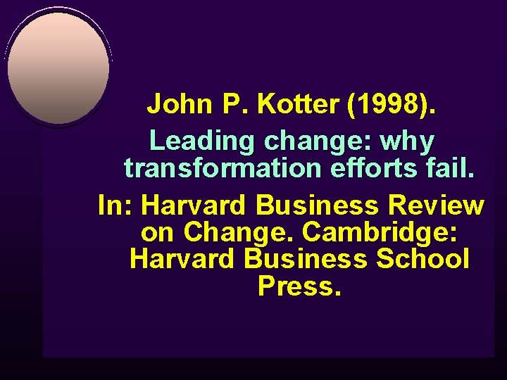 John P. Kotter (1998). Leading change: why transformation efforts fail. In: Harvard Business Review