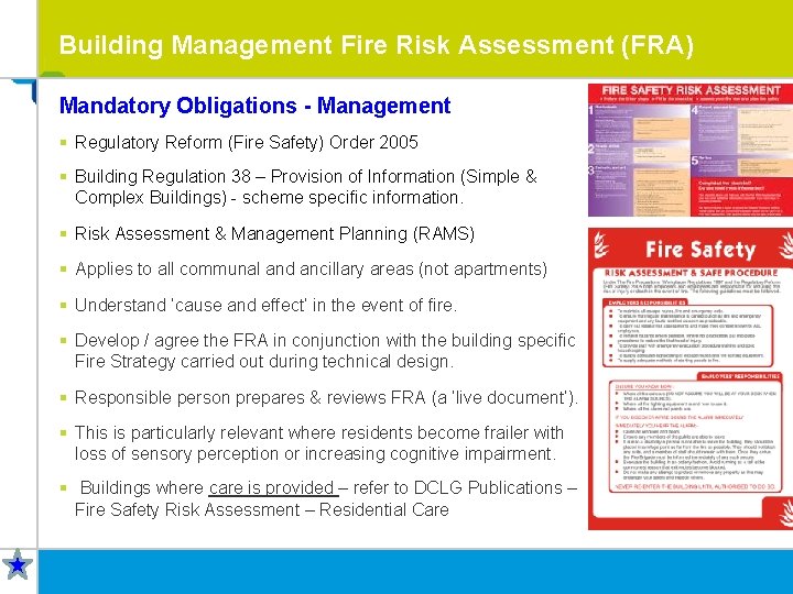 Building Management Fire Risk Assessment (FRA) Mandatory Obligations - Management § Regulatory Reform (Fire