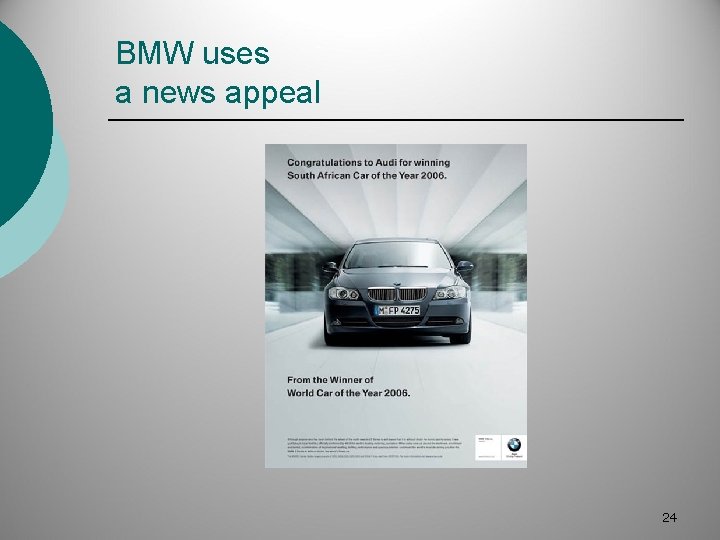 BMW uses a news appeal 24 