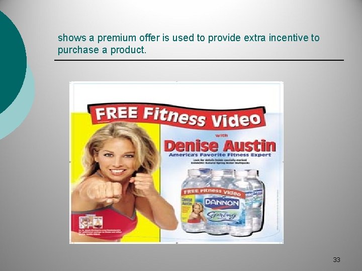 shows a premium offer is used to provide extra incentive to purchase a product.