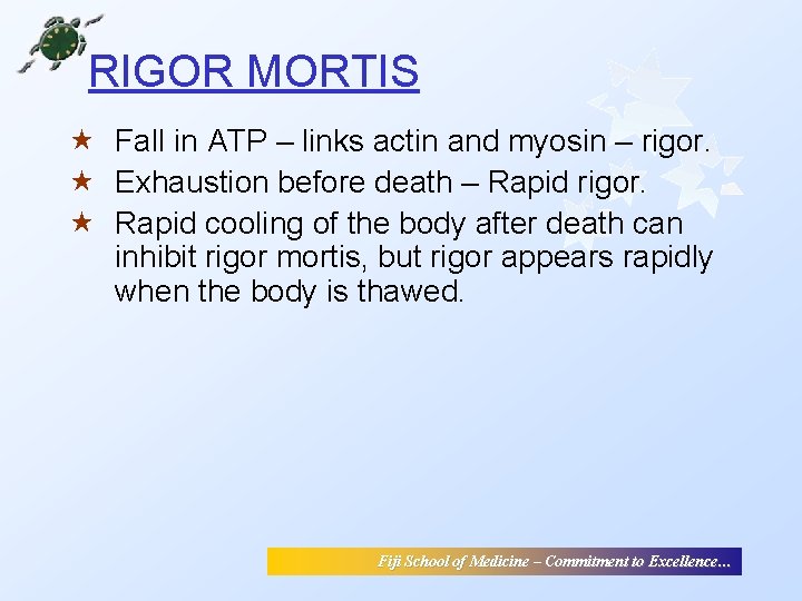 RIGOR MORTIS « Fall in ATP – links actin and myosin – rigor. « RIGOR MORTIS « Fall in ATP – links actin and myosin – rigor. «