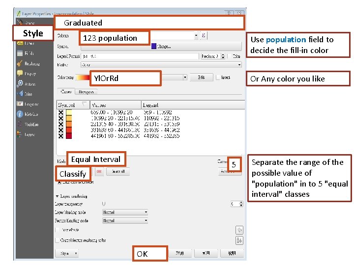 Style Graduated 123 population Use population field to decide the fill-in color Yl. Or.