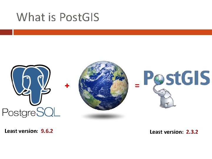 What is Post. GIS + Least version: 9. 6. 2 = Least version: 2.