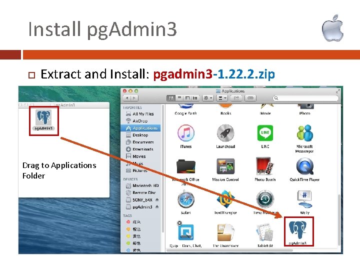 Install pg. Admin 3 Extract and Install: pgadmin 3 -1. 22. 2. zip Drag