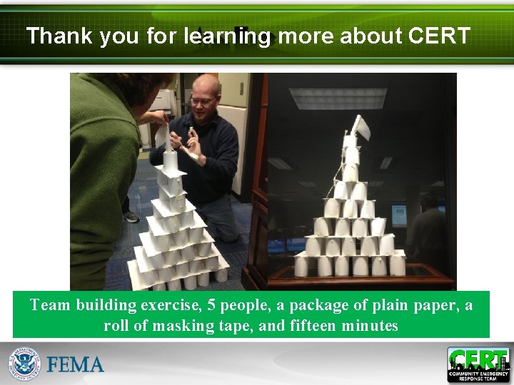 Thank you for learning more about CERT Team building exercise, 5 people, a package