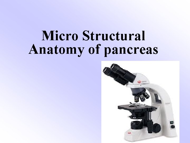 Micro Structural Anatomy of pancreas 
