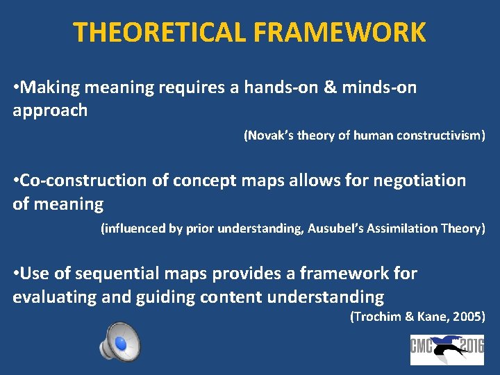 THEORETICAL FRAMEWORK • Making meaning requires a hands-on & minds-on approach (Novak’s theory of THEORETICAL FRAMEWORK • Making meaning requires a hands-on & minds-on approach (Novak’s theory of