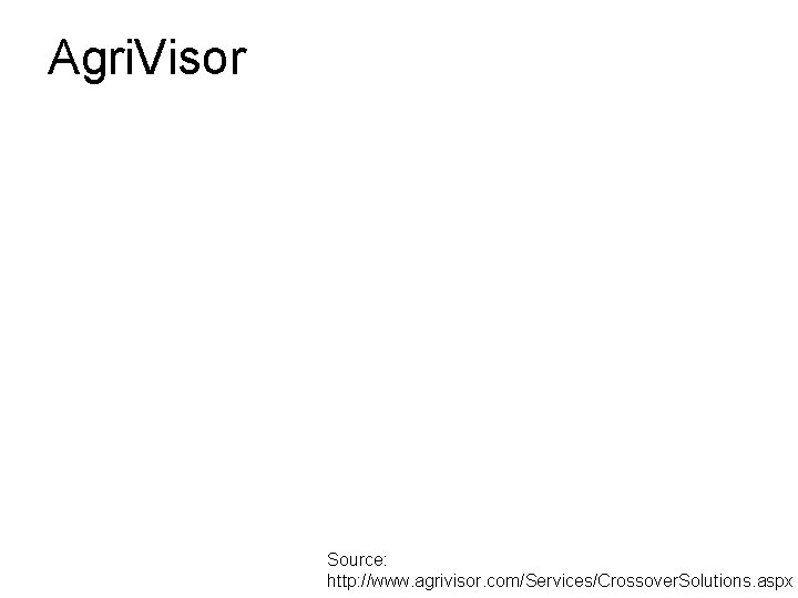 Agri. Visor Source: http: //www. agrivisor. com/Services/Crossover. Solutions. aspx 