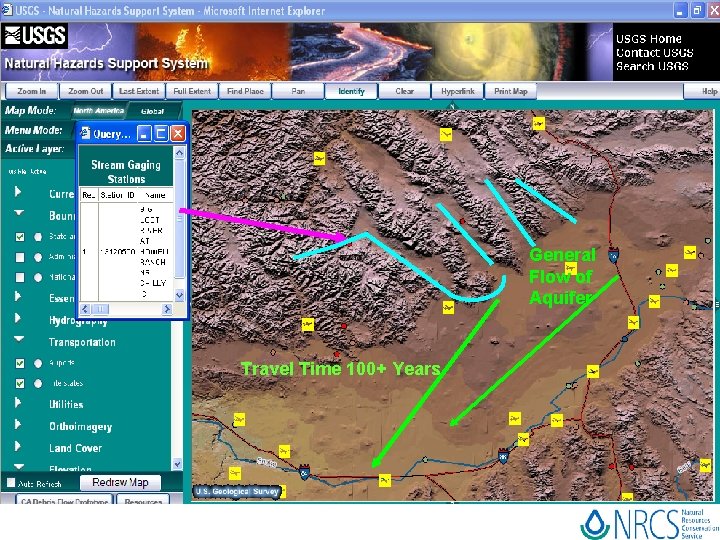 General Flow of Aquifer Travel Time 100+ Years 