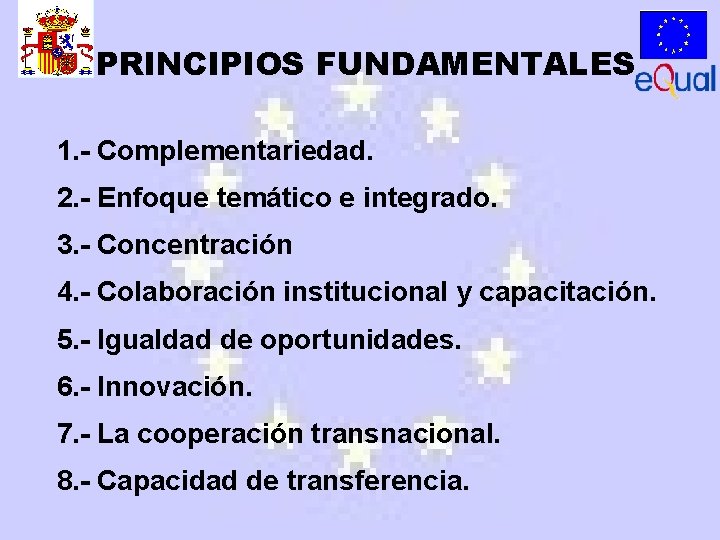 PRINCIPIOS FUNDAMENTALES 1. - Complementariedad. 2. - Enfoque temático e integrado. 3. - Concentración