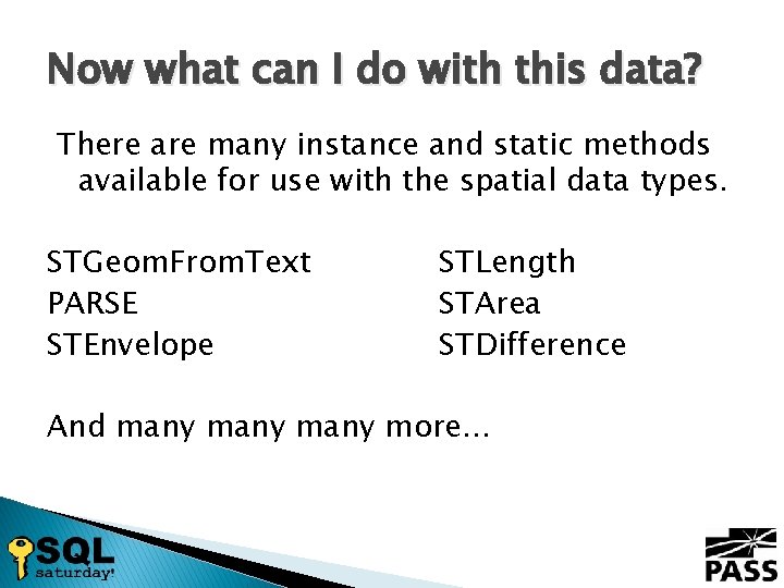 Now what can I do with this data? There are many instance and static