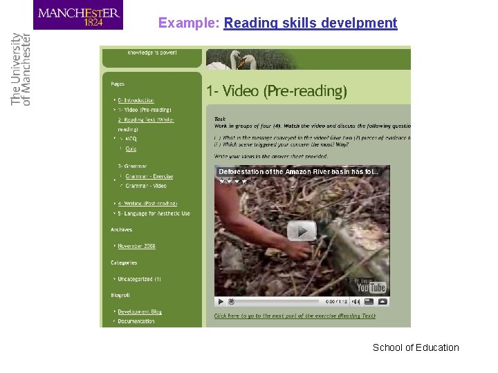 Example: Reading skills develpment School of Education 