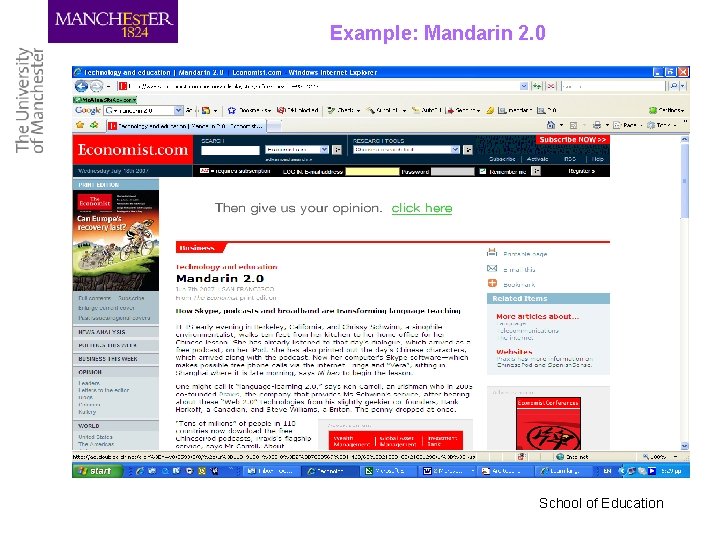 Example: Mandarin 2. 0 School of Education 