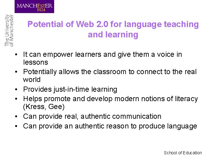 Potential of Web 2. 0 for language teaching and learning • It can empower