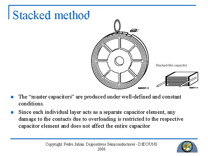 Stacked method n n The “master capacitors” are produced under well-defined and constant conditions.