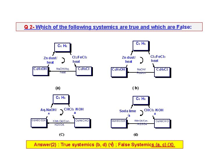 Q 2 - Which of the following systemics are true and which are False: