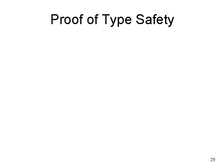 Proof of Type Safety • Use the rule induction. • In the next lecture!