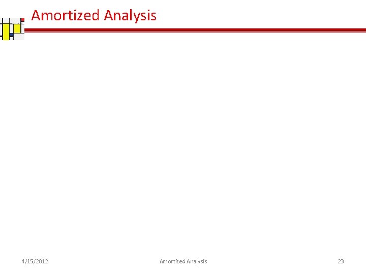 Amortized Analysis 4/15/2012 Amortized Analysis 23 