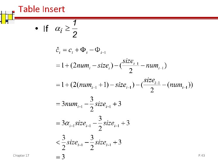 Table Insert • If Chapter 17 P. 43 