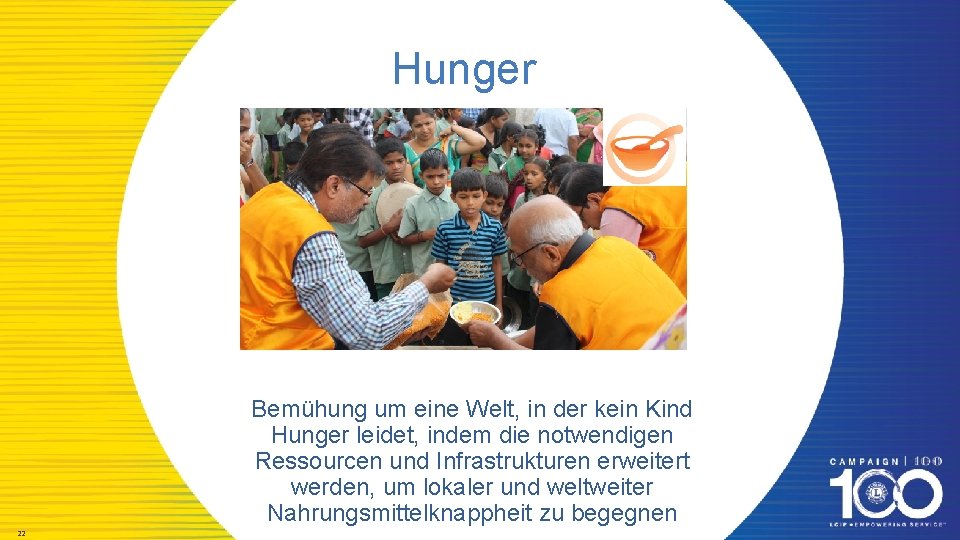 Hunger Bemühung um eine Welt, in der kein Kind Hunger leidet, indem die notwendigen