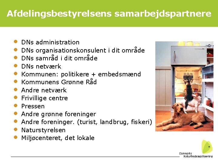 46 Afdelingsbestyrelsens samarbejdspartnere • • • • DNs administration DNs organisationskonsulent i dit område